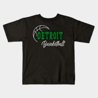 Classic Name Detroit Vintage Styles Green Basketball Kids T-Shirt